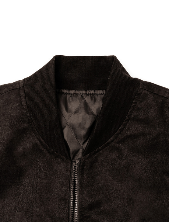 Dapper Boi Jackets Black Microfiber Suede Bomber Jacket