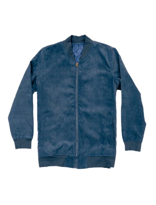 Dapper Boi Jackets Blue Microfiber Suede Bomber Jacket
