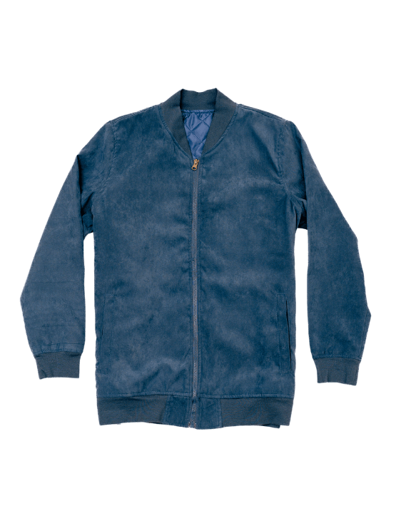 Blue 2025 suede bomber