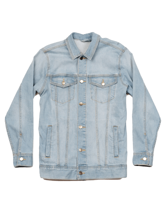 Light blue denim jacket top with hood