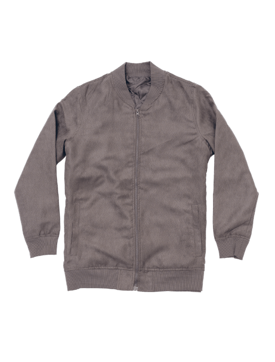 Light Grey Suede Bomber Jacket Dapper Boi