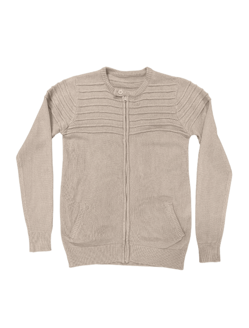 Dapper Boi Jackets Light Grey Ribbed Sweater Jacket