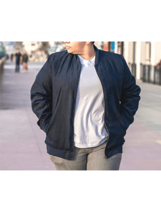 Dapper Boi Jackets Navy Suede Bomber Jacket