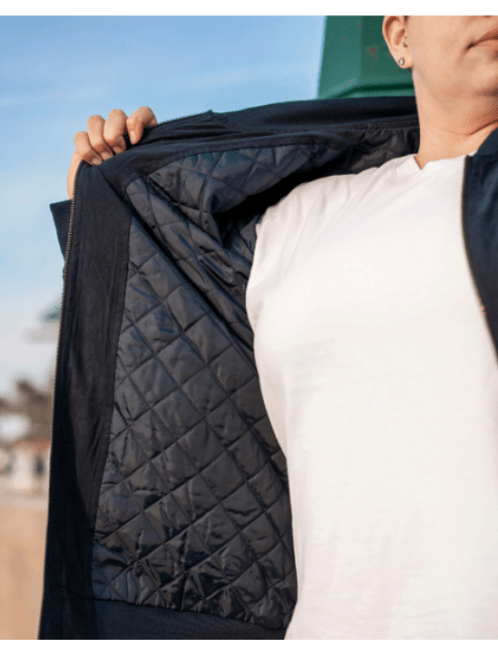 Dapper Boi Jackets Navy Suede Bomber Jacket