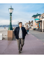 Dapper Boi Jackets Navy Suede Bomber Jacket