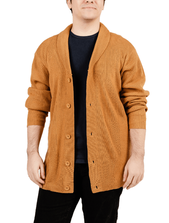 Tan shawl collar cardigan outlet