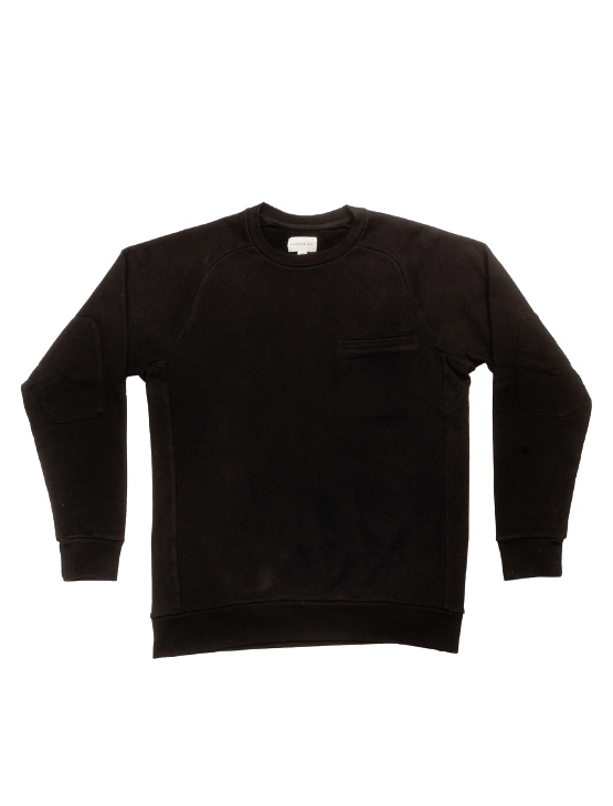 Black Sweatshirt with Suede Elbow Patches
