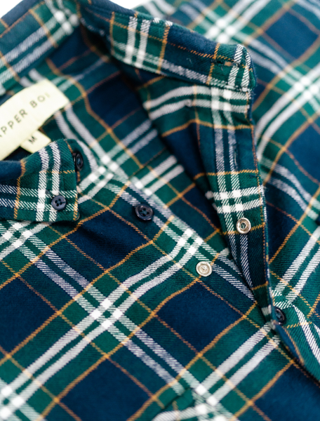 Blue-Green Plaid Flannel Button-Up | Dapper Boi