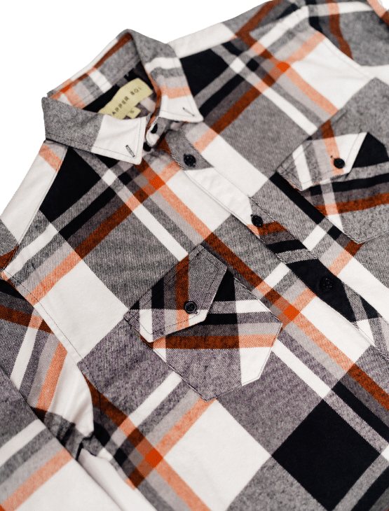 Dapper Boi Shirts Burnt-Orange Navy Plaid Flannel Button-Up