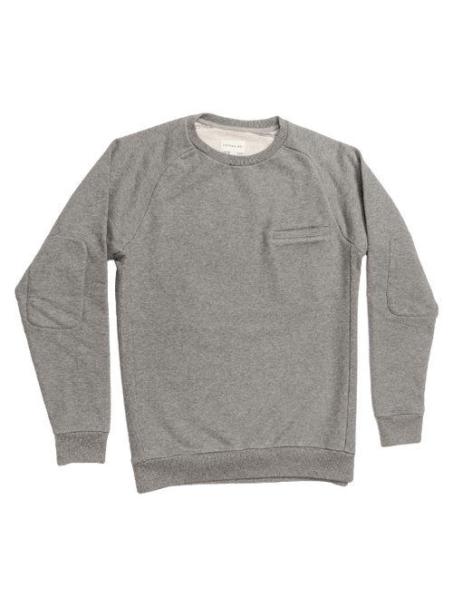 Dapper Boi Shirts Grey Melange Elbow Patch Crew Neck Sweatshirt