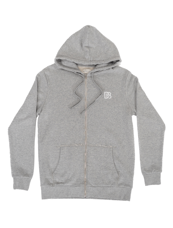 Grey Melange Zip Hoodie – Dapper Boi - Main Image