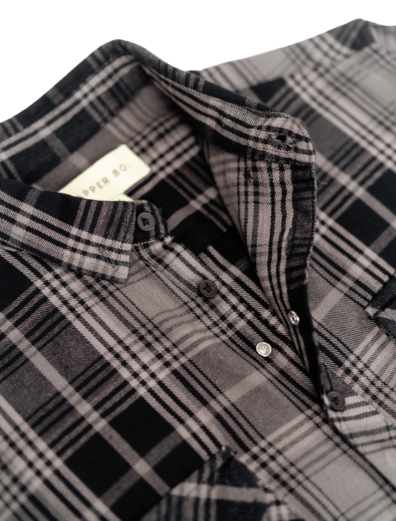 Grey Plaid Flannel Button-Up | Dapper Boi