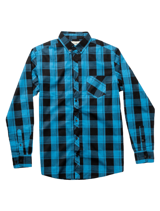 Dapper Boi Shirts Poplin Blue-Black Plaid Long Sleeve Button-Up
