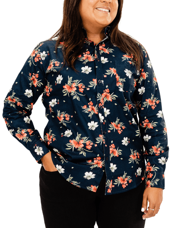 Dapper Boi Shirts PRE-ORDER CAMPAIGN: Blue Bloom Poplin Long Sleeve Button-Up