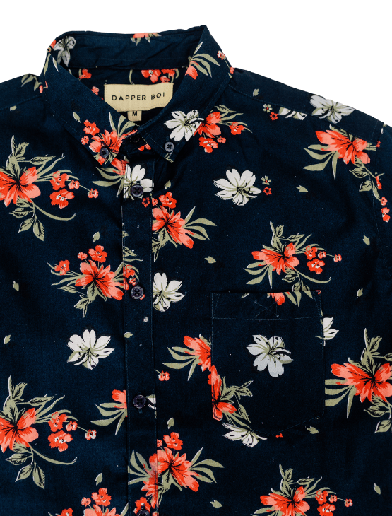 Dapper Boi Shirts PRE-ORDER CAMPAIGN: Blue Bloom Poplin Long Sleeve Button-Up