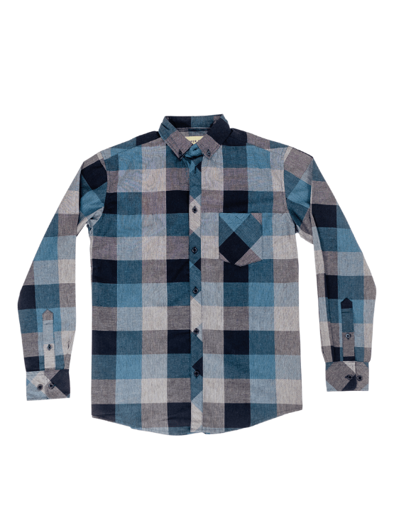 Dapper Boi Shirts PRE-ORDER CAMPAIGN: Blue Plaid Poplin Long Sleeve Button-Up