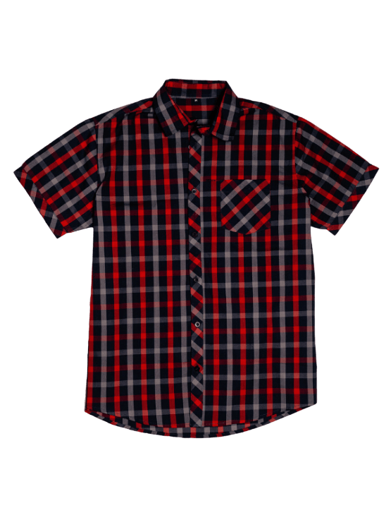 Dapper Boi Shirts Red & Blue Plaid Short Sleeve Button-Up