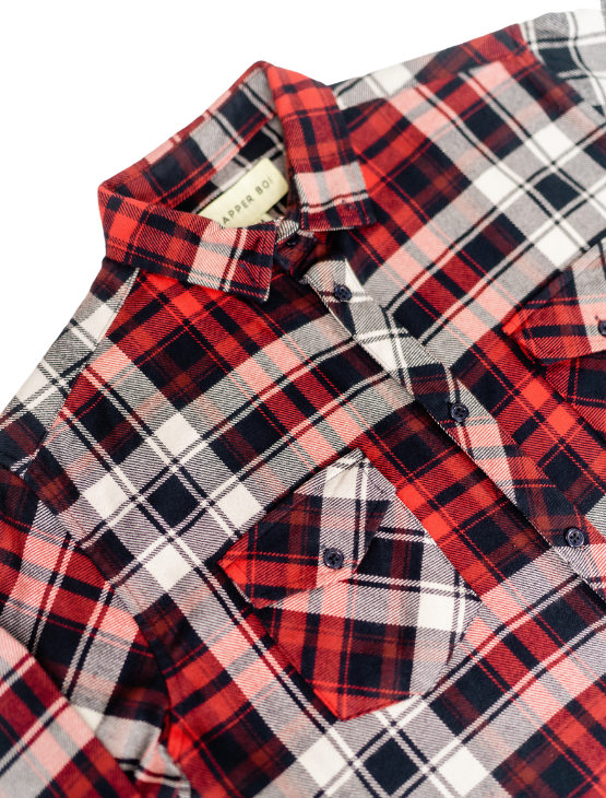 Dapper Boi Shirts Red Plaid Flannel Button-Up