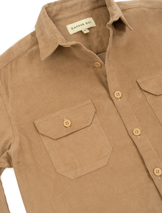 Dapper Boi Shirts Tan Corduroy Shacket